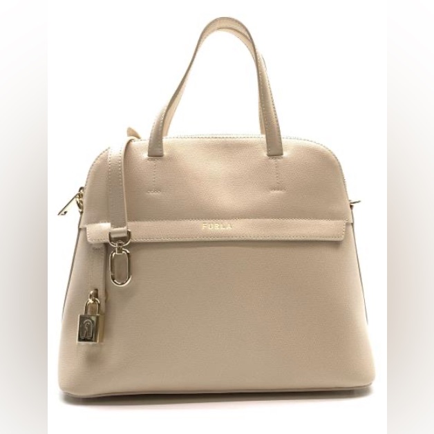 Furla - Euc - Piper Dome Two-Way Beige Satchel Bag-Like New